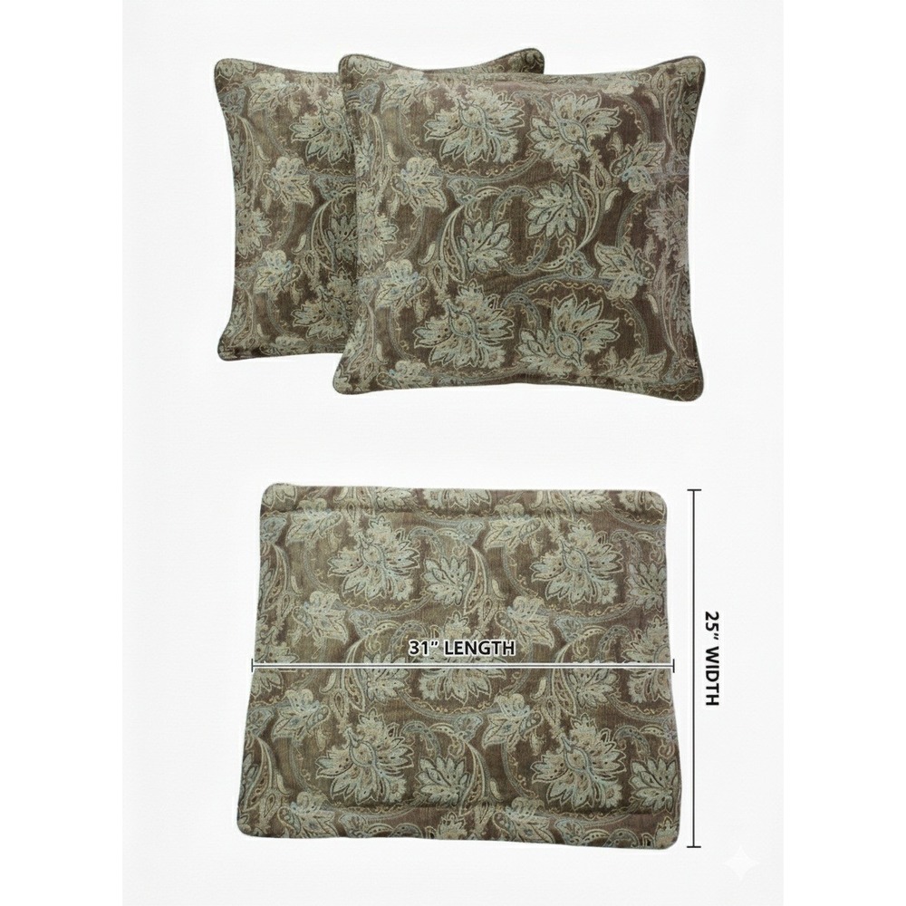Croscill Home Ashton King Pillow Shams Set of 2 Paisley Jacquard Brown‎ 31x25